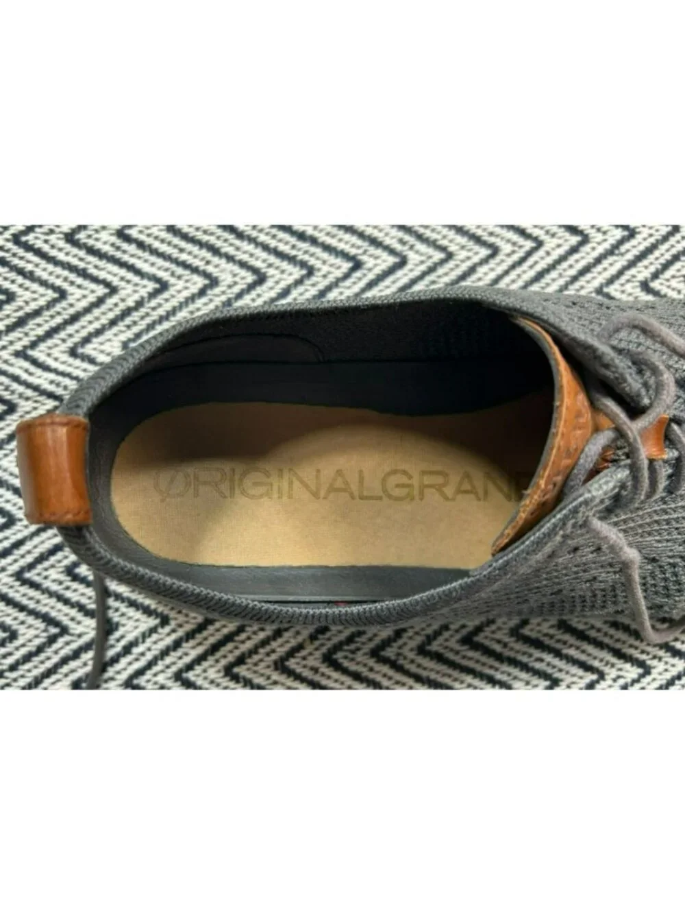 Cole Haan Mens Original Grand Wingtip Oxfords Gray Knit US 11 Lightweight Pre-Ow